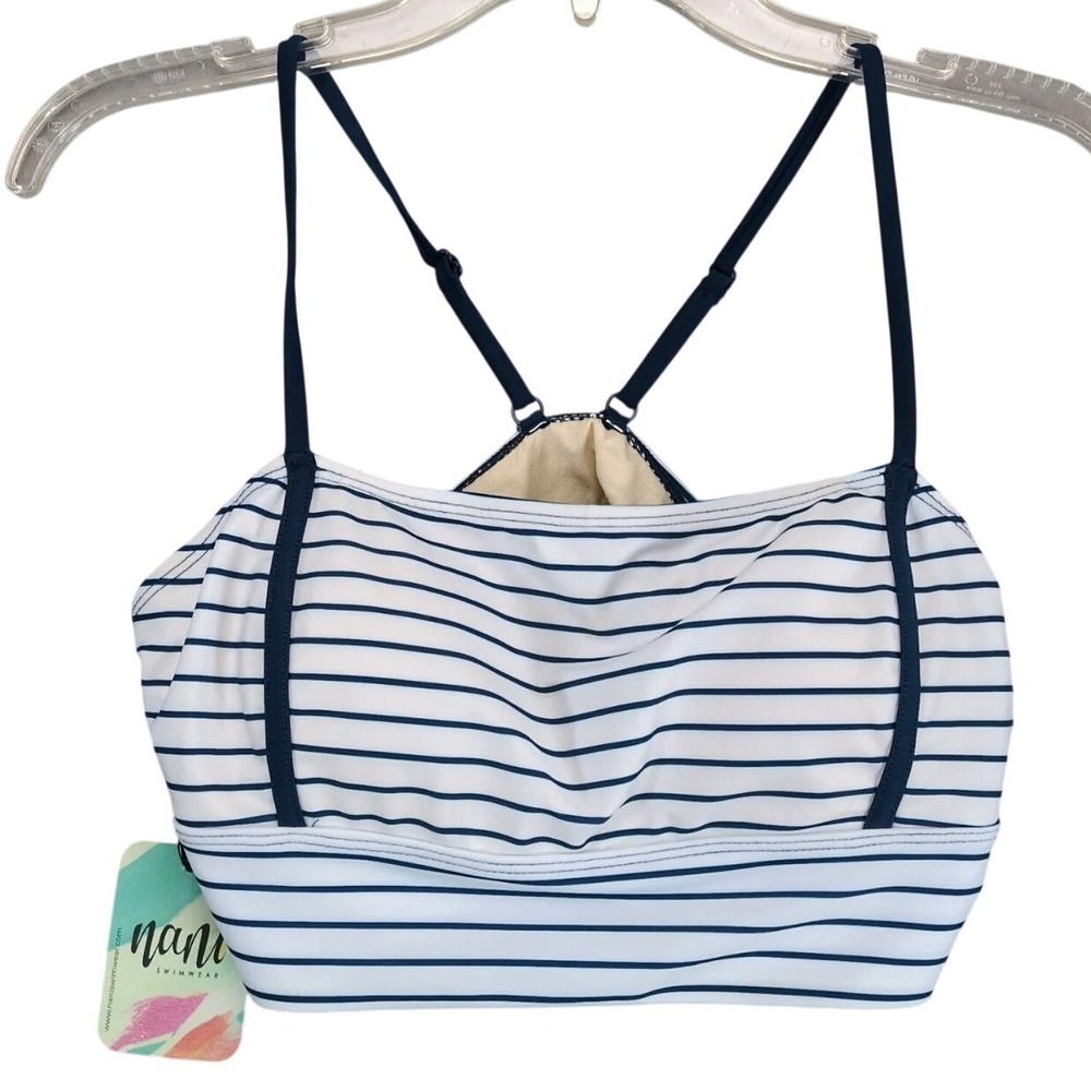 NWT Nani Swimwear Surf Crop Top Women's S Stripe Racerback Bikini Athletic Beach